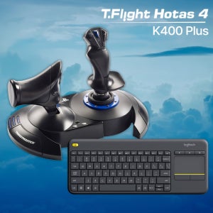 트러스트마스터 T.Flight Hotas4 비행조이스틱 + 로지텍 K400 PLUS 무선 터치 패드 키보드 패키지