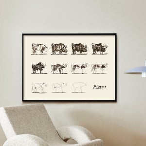 피카소 그림 명화 빈티지 일러스트 서재 인테리어액자 황소 진화 A2