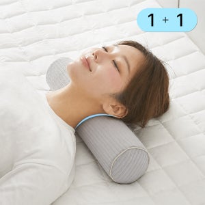 1+1 플로우민 경추베개 목디스크 원형 거북목 일자목 베개 그레이, 40x8cm