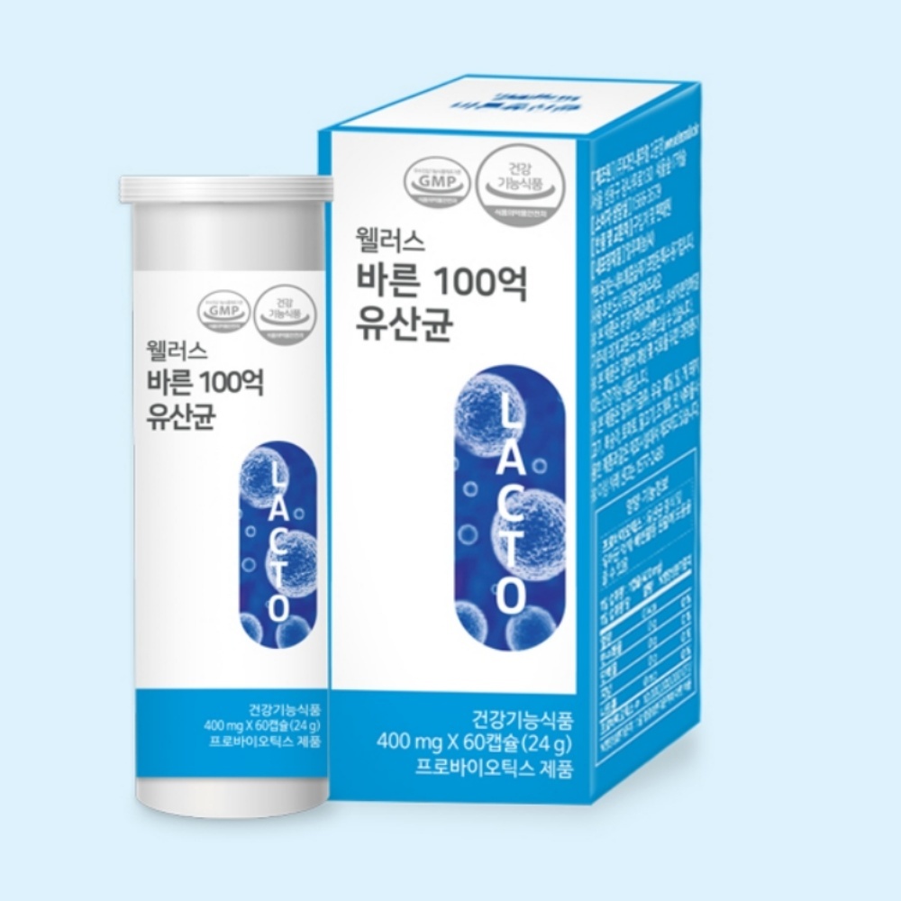 비로지메디컬 장건강 웰러스 <b>바른</b> 100억 유산균 60캡슐 구강유산균