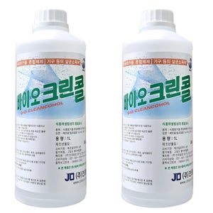 알콜 스프레이 바이오 클린콜 소독용 알콜 집안 소독 에탄올 청소 1L, 2개