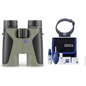 자이스 Zeiss 10x42 Terra ED 쌍안경 클리닝 키트 콤보 및 Arca Bino 어댑터 (벨벳 그린)