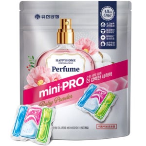 유한양행 해피홈 파워 올인원 미니프로 베이비파우더 캡슐세제, 50개입