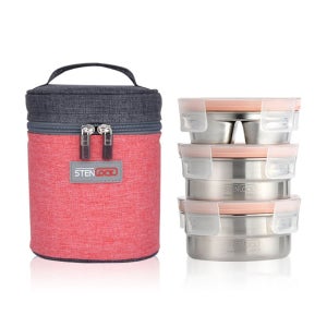 스텐락 도시락세트 원형 소 -3단 도시락통 찬통 풍