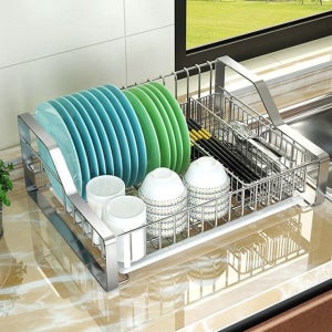 꿀템스텐 식기건조대 주방 그릇정리 씽크수납 물빠짐 단 싱크 식기정리 설거지