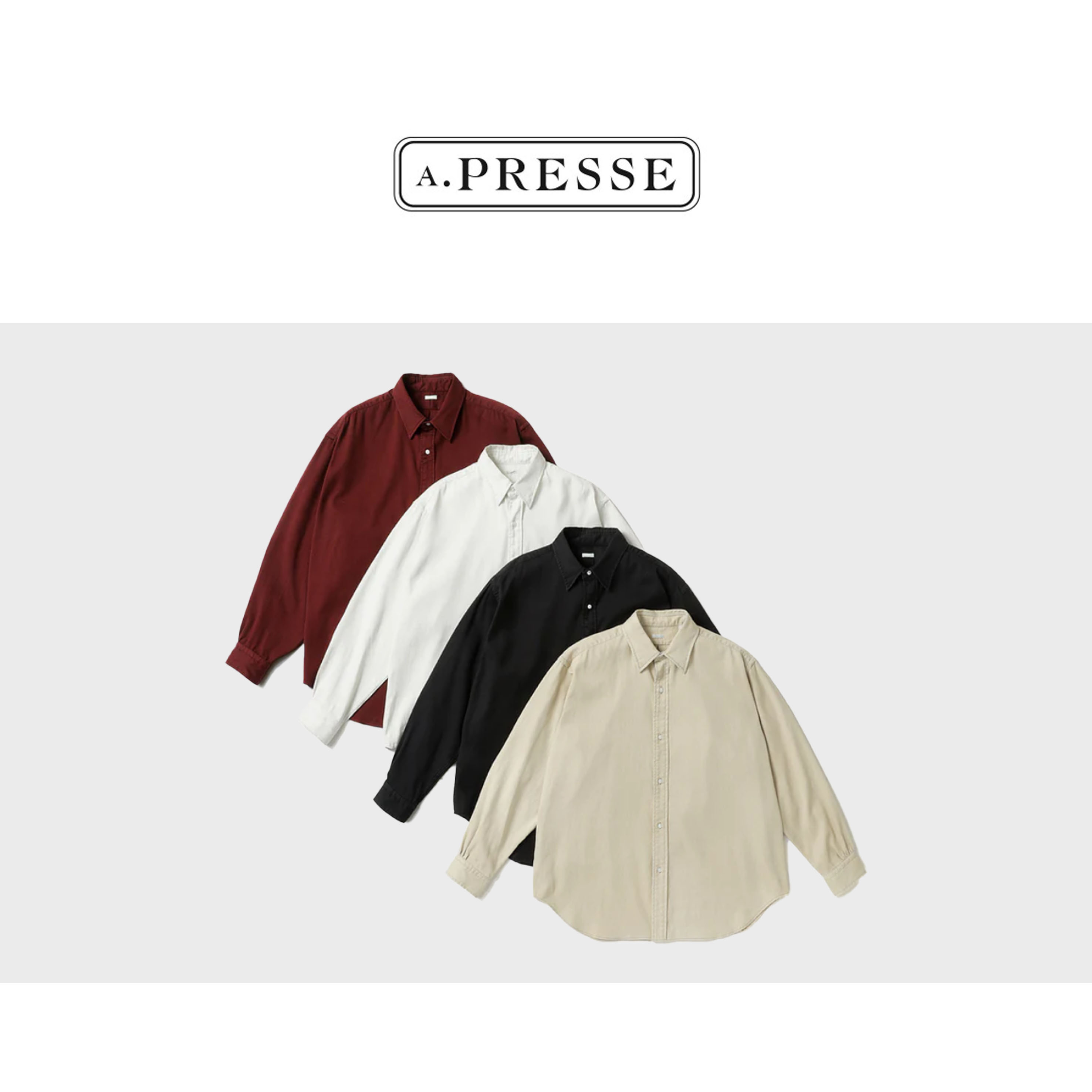 26SS A.PRESSE 아프레쎄 Double Weave Twill Regular Collar Shirt