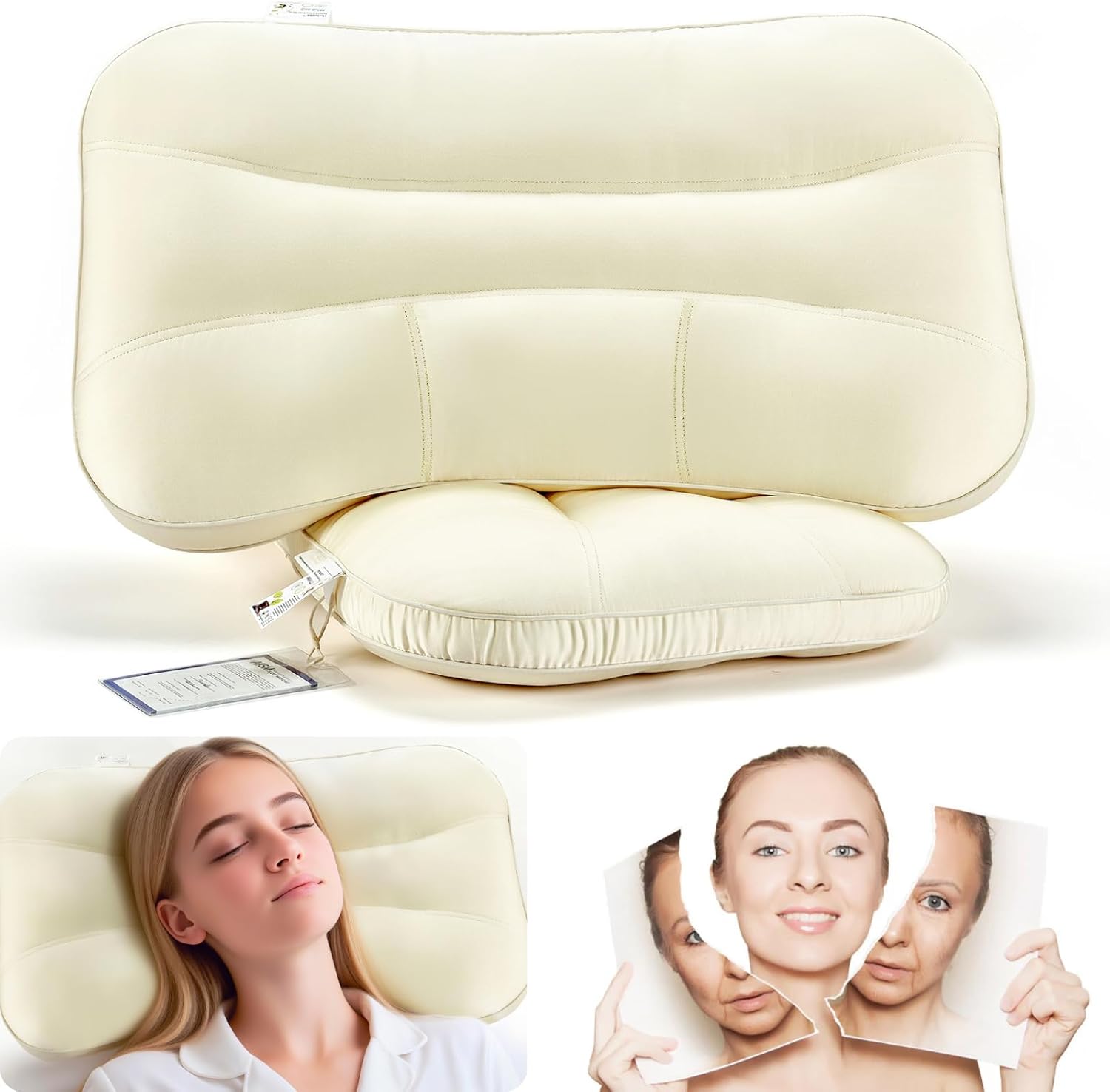 등골 수면자를 위한 <b>프로메드</b> 허브 딥 슬립 뷰티 베개 - 내추럴 댄션 은행나무 오렌지가 주입된 4인치 로우 프로파일 플랫 수면 및 편안한 지지력 퀸 사이즈 30 x20 x4