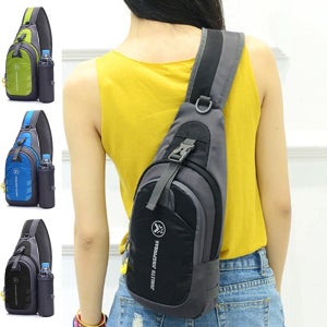 남녀공용 슬링백 등산백 힙색 물병 포켓 가방 커플 그린