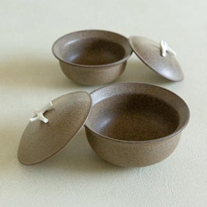 이천도자기 노바 브라운 뚜껑 공기 대접 세트 식기 그릇 국 밥