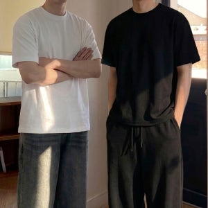 1+1 남자흰티 두꺼운반팔티 남자레이어드티