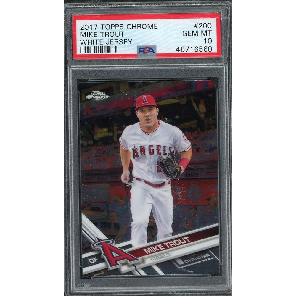 마이크 트라웃 2017 탑스 크롬 화이트 저지 야구 카드 #200 등급 PSA 10 GEM MINT