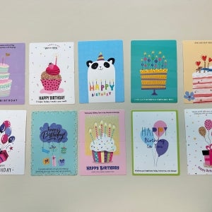 생일축하 케이크 파티 일러스트 해피버스데이 생일카드 어린이집 유치원 카드 10종