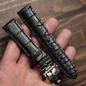 블랙 악어 가죽 스트랩 시계줄 18 19 20 21 22mm (pistos 디버클 포함)