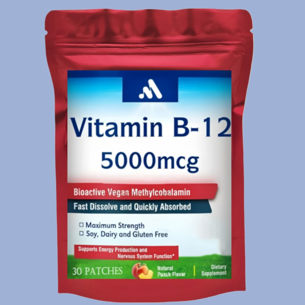 30개 패치 B12 5000<b>mcg</b> 트랜스더멀 패치 B2 B6 함유 에너지 생성 뇌 기능 1 bag