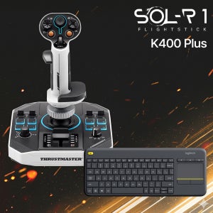 트러스트마스터 SOL-R1 FLIGHTSTICK 비행조이스틱 / 로지텍 K400 PLUS 무선 터치 패드 키보드 패키지