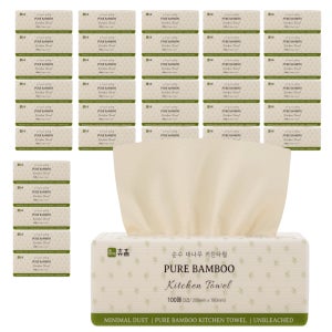 휴홈 무표백 순수 대나무 키친타월 100매, 36팩