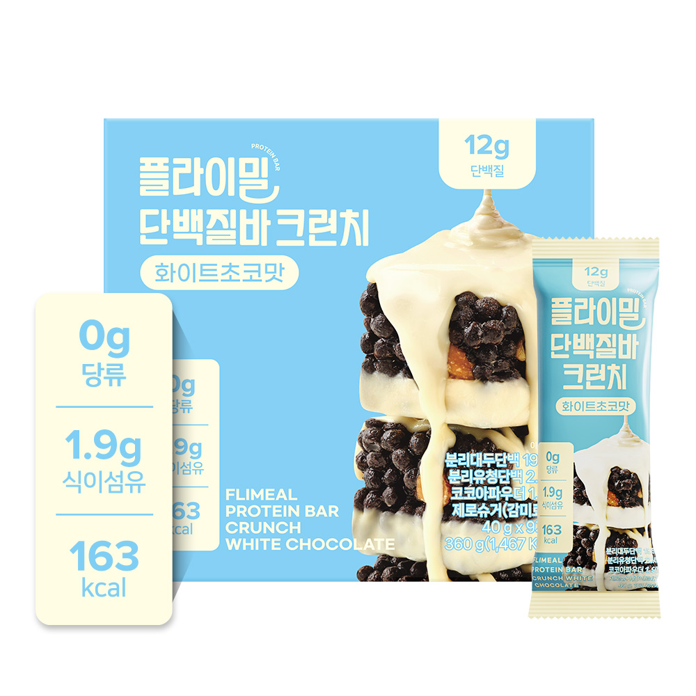 플라이밀 단백질바 크런치 화이트초코맛 제품 이미지