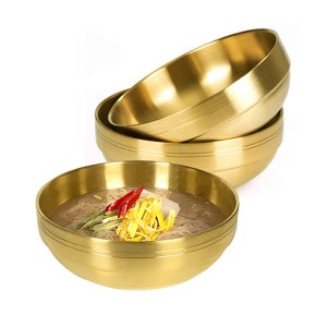 한국복진 스텐 면기 이중 냉면기 업소용 그릇 18cm, 티타늄