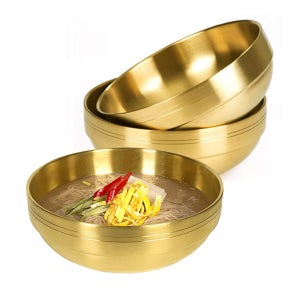 한국복진 스텐 면기 이중 냉면기 업소용 그릇 20cm, 티타늄