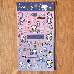 스누피 우드스탁 금박 씰 스티커 다꾸스티커 (퍼플)