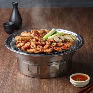 캠핑몽 스텐 로스터 340 바베큐그릴 원형 숯불 직화 캠핑 휴대용 업소용 BBQ 화로