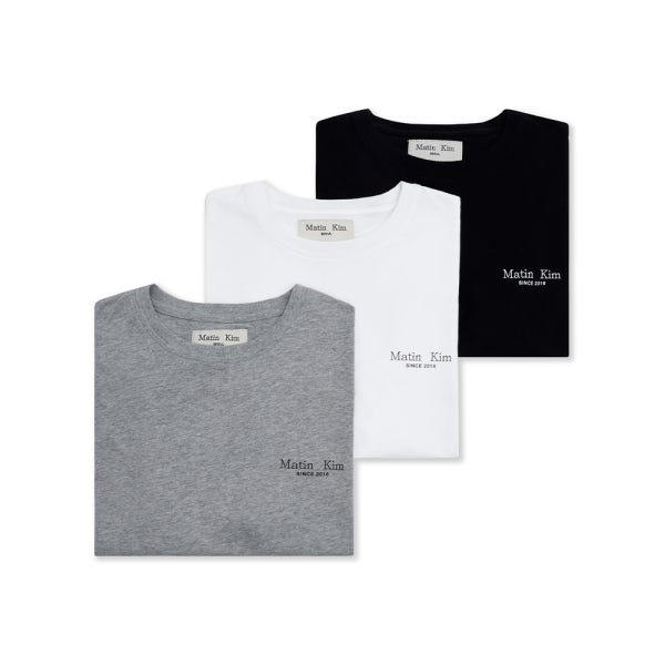 [네이버단독][마뗑킴] MATIN SMALL LOGO 3-PACK T-SHIRT SET IN MIX (2종 택1)