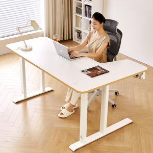 아우스 GE03 쿼드형 듀얼모터 700폭 25mm상판 코너형 전동 모션데스크 책상 1400