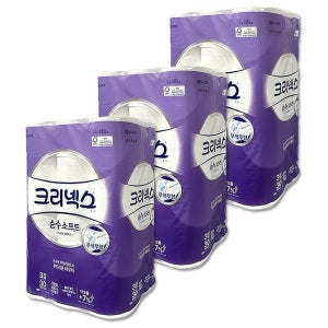 유한킴벌리 크리넥스 화장지 3겹 순수소프트 30m 30롤 x 3팩