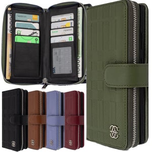 포티 천연 소가죽 지갑 케이스 다이어리 지퍼 스트랩 그린, 갤럭시노트8(N950)