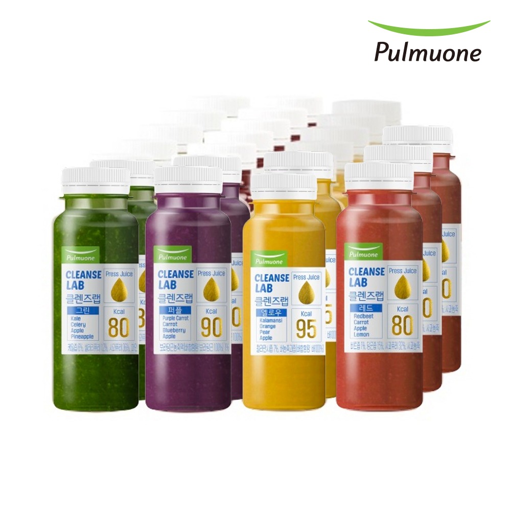 [3일 클렌즈] <b>풀무원</b> 클렌즈랩 190mlX21병(그린 6병, 퍼플 6병, 옐로우 6병, 레드 3병)