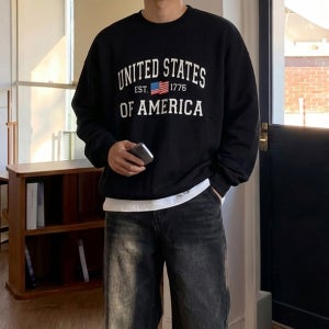 USA맨투맨 어깨넓어보이는옷 성조기맨투맨