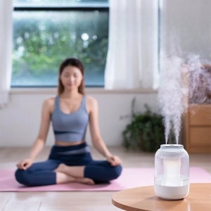 2L 더블 노즐 USB 가습기 무드등 하얀색