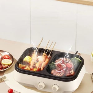 2in1 전기 멀티쿠커 핫팟 그릴 하얀색 유럽 연합