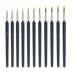 붓도색용 세필붓 블랙 11종 세트 - 프라모델 밀리터리 건담 건프라 도색 바예호 브러쉬