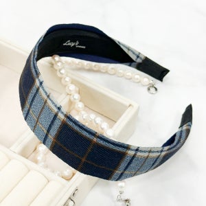 버나비 블루 체크 데일리 헤어밴드