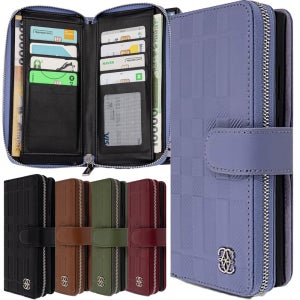 포티 천연 소가죽 지갑 케이스 다이어리 지퍼 스트랩 퍼플, 갤럭시노트8(N950)