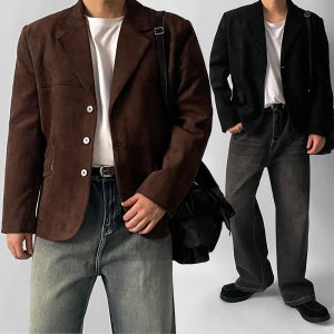 스웨이드블레이저 오버핏 가을 겨울 남자 정장 브라운 밤색 마이 자켓