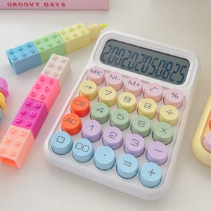 키감좋은계산기 기계식 버튼 원형 사무용 예쁜 계산기