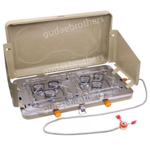 2구 버너 야외 대화력 가스 연결형 바람막이 일체형 접이식 화구 취사 용품