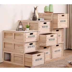 우드 박스 큐브 사각 와인 나무상자 수납 공간 원목 정리용품 오동나무 S 사이즈