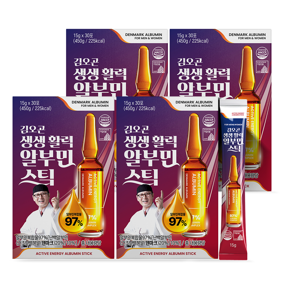 <b>김오곤</b> 생생 활력 알부민스틱 15g 30포, 4개