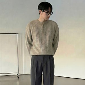 케이블니트 헨리넥니트 남자오버핏니트