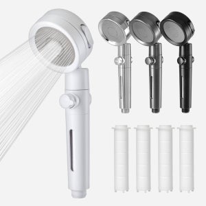 해피달링 온오프 필터 샤워기 헤드 수압상승 고압 절수 욕실 교체 +리필5p 세트
