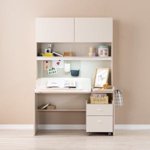 리바트 로넌 1200 각도높이조절 책상세트 플랩도어형 1194x667mm, 아이보리+아이보리