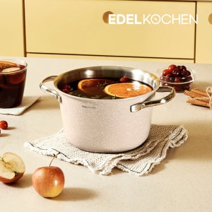에델코첸 통5중 착착세트 16cm 팬 냄비 뚜껑 3in1 도티드 베이지