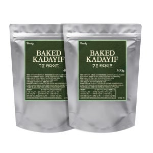 구운 카다이프 터키산 - 두바이 초콜릿 쫀득 쿠키 베이킹 볶은 카다이프 400g, 2개