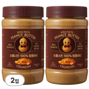 쏘울너츠 100% 땅콩버터 크런치 500g, 2개