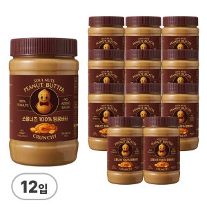 쏘울너츠 100% 땅콩버터 크런치 500g, 12개