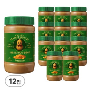 쏘울너츠 100% 땅콩버터 스무스 500g, 12개