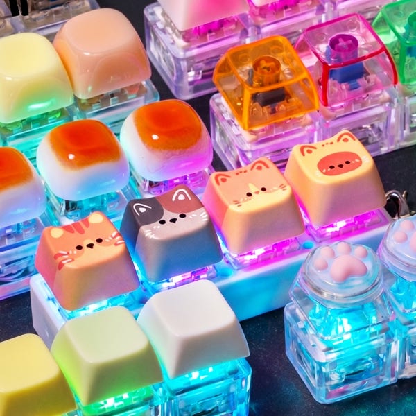LED 키캡키링 투명 9구 4구 3구 클릭커 키보드키링 DIY 청축 딸깍이 키홀더